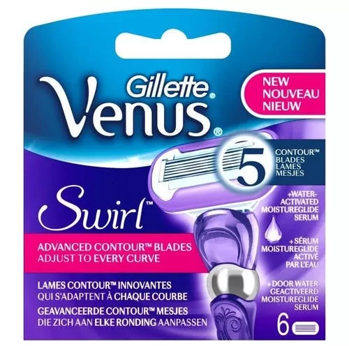 Gillette Venus Swirl Navulmesjes - 6 Stuks - 5 Contourmesjes met Vochtstrip voor Glad Scheren en Perfecte Aanpassing aan Lichaamscontouren