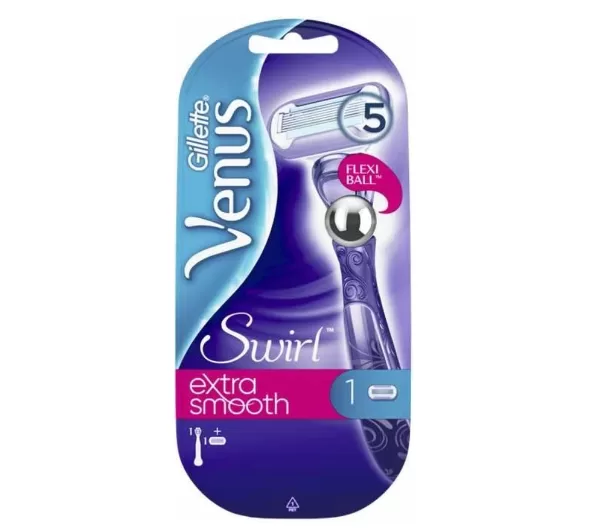 Gillette Venus Swirl Rasierer für Frauen - Flexibler Kopf, 5 Klingen, für sanfte und präzise Rasur, Hautfreundlich, inkl. Feuchtigkeitsspender