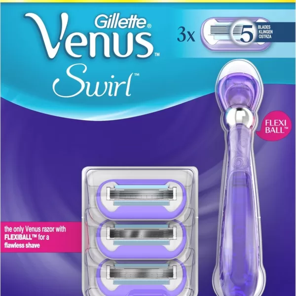 Gillette Venus Swirl Scheersysteem voor Vrouwen met FlexiBall + 3 Mesjes - 5 Contour-bladen, Verbeterde Grip, Perfecte Aanpassing aan Ronderingen