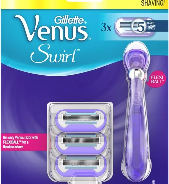 Gillette Venus Swirl Scheersysteem voor Vrouwen met FlexiBall Technologie + 3 Scheermesjes - Onberispelijke Gladde Huid & Comfortabele Grip