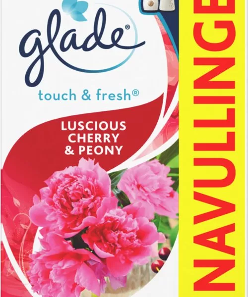 Glade Touch & Fresh Navul Duo - Cherry & Peony, 2x10 ml, Luchtverfrisser met Essentiële Oliën, 6 Stuks voor Frisse Geur in Huis