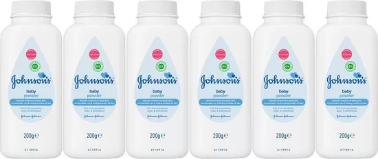 Johnson's Babypuder 6 x 200g – Klassisches Talkpuder für weiche, glatte und trockene Haut – Unisex Babypflege