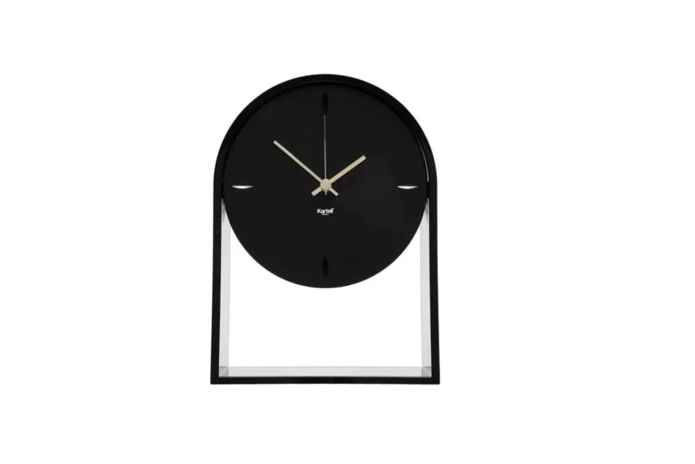 Kartell Air Du Temps Standuhr Schwarz – Elegante Tischuhr mit luftiger Form, zeitloser Design, ideal für Wohnzimmer, Büro & Schlafzimmer