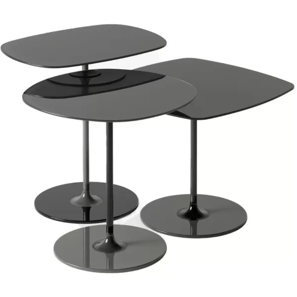 Kartell Thierry 3er Set Beistelltische Schwarz | Elegantes, juwelenartiges Design | Vielseitig & individuell gestaltbar | Hochwertige Tischgruppe