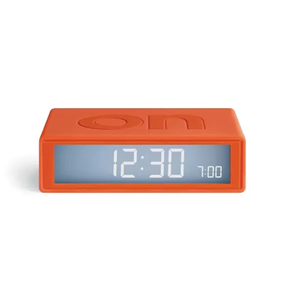 LEXON Flip+ Travel LCD-Wecker, reversibel, orange, kompakt, berührungsempfindlich, Snooze-Funktion, ideal für Reisen, modernes Design