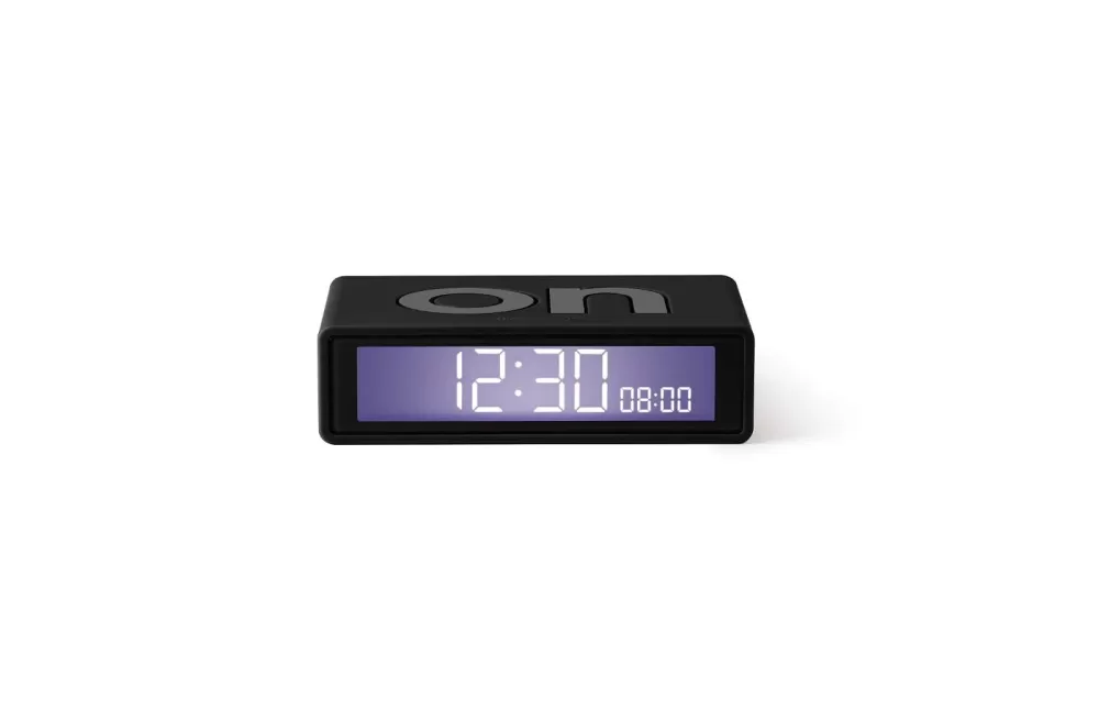 LEXON Flip+ Travel LCD-Wecker | Reversibel, Schwarz, Reisegröße, Touch-Sensor, Snooze-Funktion, minimalistisches Design, 12 Farben verfügbar