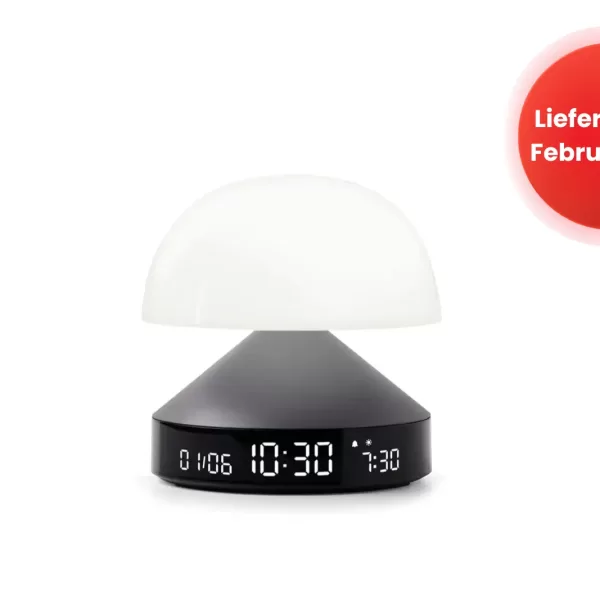 LEXON Mina Sunrise Wecker mit Sonnenaufgangssimulation, 5 Melodien, 9 LED-Farben, VA-LCD-Display, Touch-Steuerung, Grau, 3-in-1 Lampe