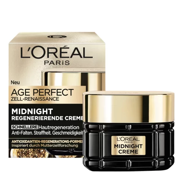 L'Oréal Age Perfect Midnight Cream 50 ml - Anti-aging Nachtcrème met Antioxidanten & Vitamine E voor Herstel en Versteviging van de Huid