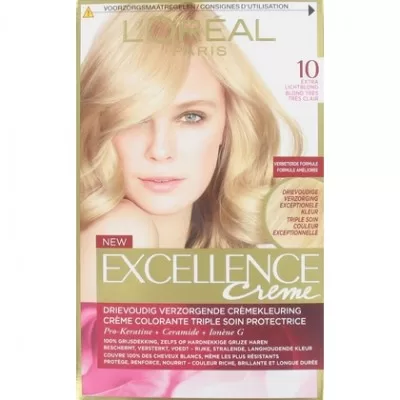 L’Oréal Excellence Creme Haarfarbe Nr. 10 – Extra Lichtblond, langanhaltende Haarfarbe für strahlendes Ergebnis, 100% Grauabdeckung