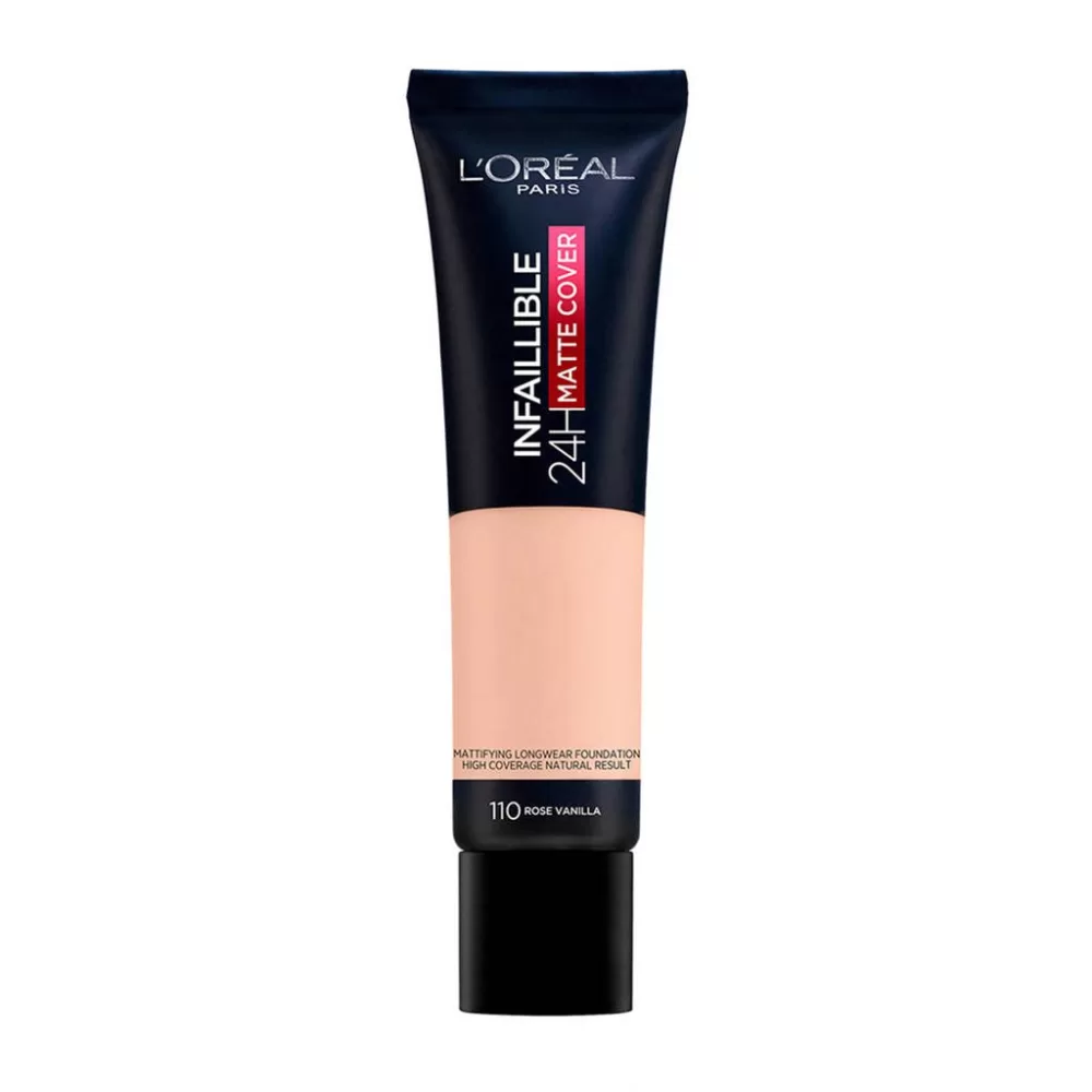 L'Oréal Infaillible 24H Matte Cover Foundation 110 Vanille Rose - Langhoudend, Glansvrij, SPF 18, Waterproof, Voor Normale tot Gecombineerde Huid