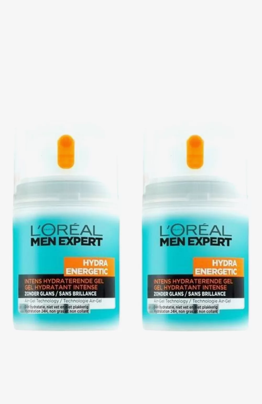 L'Oréal Men Expert Intens Hydraterende Gel 50ml - 2 Stuks, 24H Hydratatie, Air-Gel Technologie, Geen Glans, Voor Een Frisse, Matte Huid