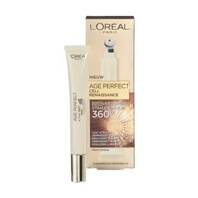 L'Oréal Paris Age Perfect Cell Renaissance Oogcreme 15 ml - Vermindert Rimpels, Donkere Kringen & Wallen, Antioxidant & Koelende Applicator