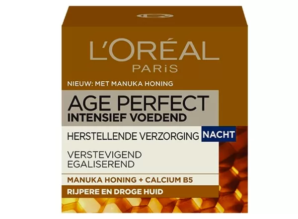 L'Oréal Paris Age Perfect Intensief Voedend Nachtcrème met Manuka Honing - 50ml voor Droge Huid, Herstelt Huidbarrière, Vermindert Rimpels