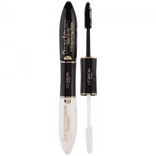 L'Oréal Paris Double Extension Carbon Black Mascara - Zwart - 2-Stappen voor Verlenging en Versteviging - Tot 70% Langere Wimpers