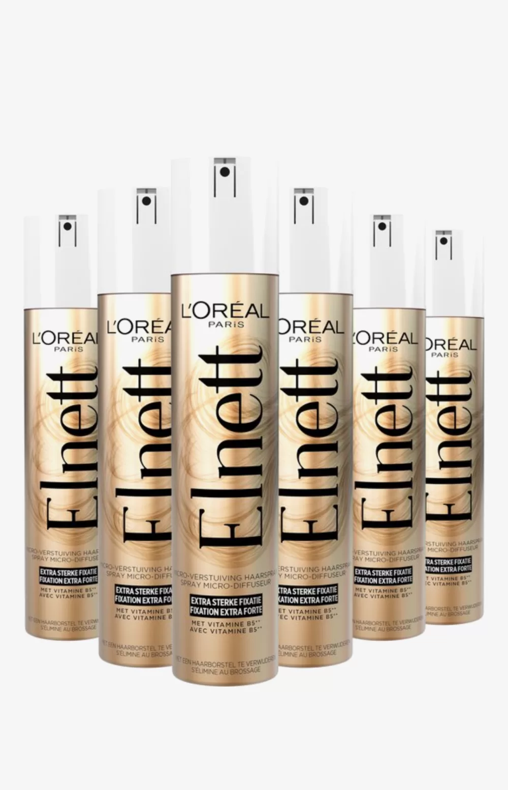 L'Oréal Paris Elnett Satin Haarspray Extra Sterke Fixatie 6x300ml - Langdurige Hold, Satijnzacht Gevoel, Gemakkelijk te Verwijderen