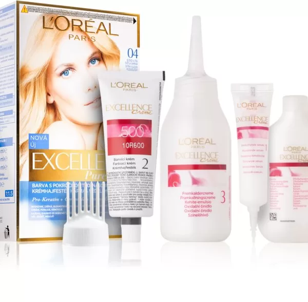 L’Oréal Paris Excellence Crème 04 – Permanente Haarfarbe, 100% Grauabdeckung, Pflegeshampoo & Maske, Pro-Keratin, für gesundes, strahlendes Haar