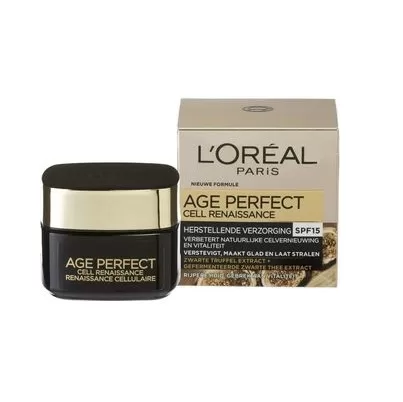 L'Oreal Paris Expert Age Perfect Cell Renaissance Dagcrème 50ml - Zwarte Truffel & Gefermenteerde Thee voor Stralende Huid