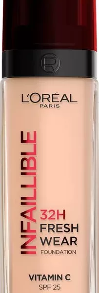 L'Oréal Paris Infaillible 200 32H Foundation 30ml - SPF 25, Vitamine C, Hoge Dekking, Lichte Textuur, Voor Alle Huidtypes