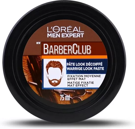 L’Oréal Paris Men Expert Barber Club Warrige Look Pasta 3x75ml - Mat Effect, Nonchalante Styling, Hermodelleerbaar, Voor Alle Haartypes