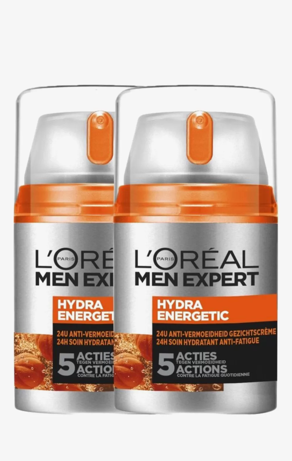 L’Oréal Paris Men Expert Hydra Energetic Dagcrème – 2 x 50 ml, Hydratatie, Frisse Blik, Vermoeidheid Bestrijden, Dagelijkse Verzorging