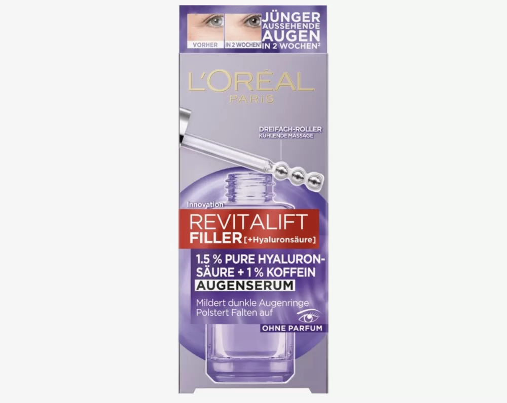 L’Oréal Paris Revitalift Filler Hyaluron Oogserum 20 ml - 2,5% Hyaluronzuur, Cafeïne, Niacinamide, vermindert rimpels & donkere kringen