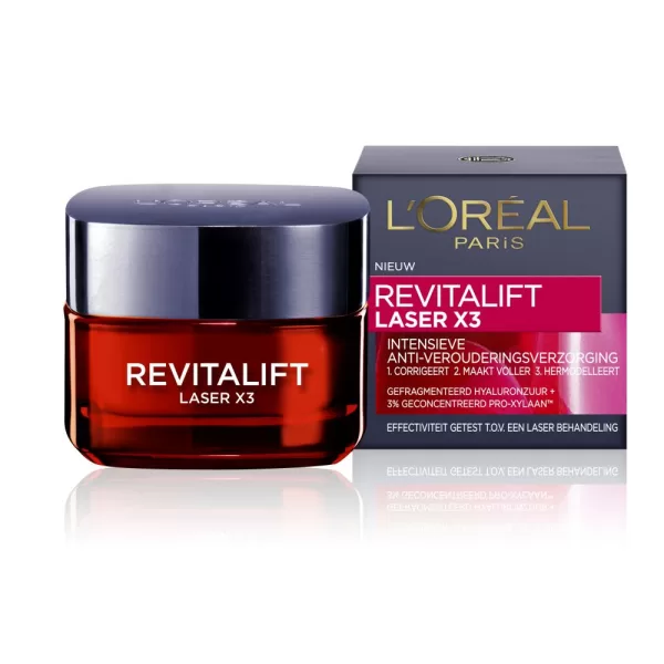 L'Oreal Paris Revitalift Laser X3 Dagcreme 50ml - Anti-rimpel, verstevigende crème voor vrouwen 40+ - Vermindert rimpels en verbetert huidkwaliteit