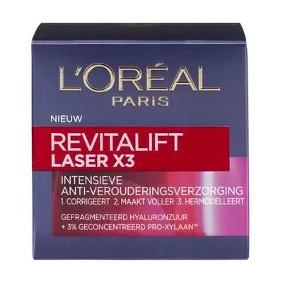 L’Oréal Paris Revitalift Laser X3 Dagcrème 50ml - Anti-rimpel, Hyaluronzuur, Strakkere Contouren, Vermindert Rimpels, Verstevigt Huid