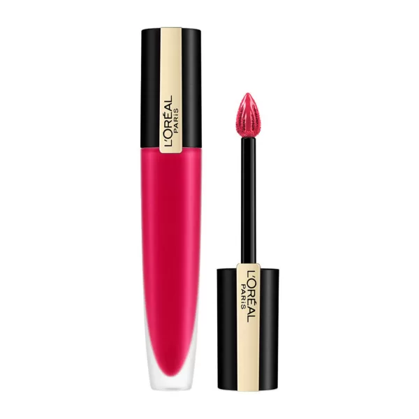 L'Oréal Paris Rouge Signature Lippenstift – 114 I Represent, langanhaltend, matte Farbe, ultraleicht, präziser Applikator, intensive rosa Nuance