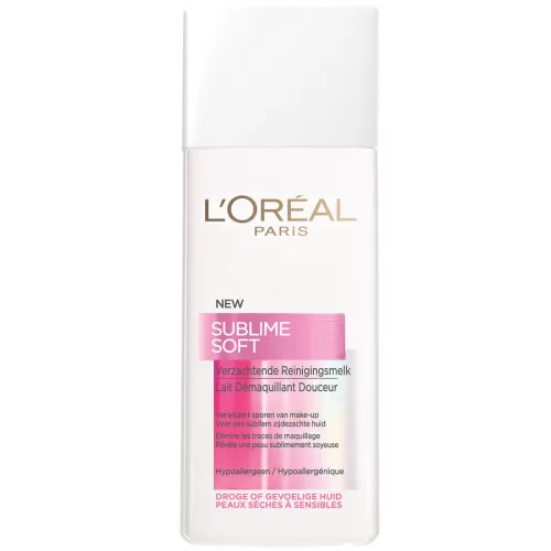 L'Oreal Paris Sublime Soft Reinigingsmelk 200 ml - Verzachtend, Hydraterend, Voor Droge & Gevoelige Huid, Make-up Verwijderaar