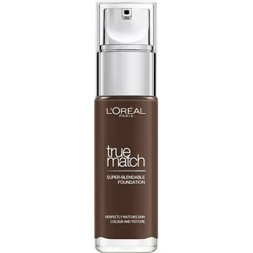 L'Oreal Paris True Match Foundation - 12.N Ebony - Flüssige Foundation für einen ebenmäßigen Teint, langanhaltend, für dunkle Hauttöne