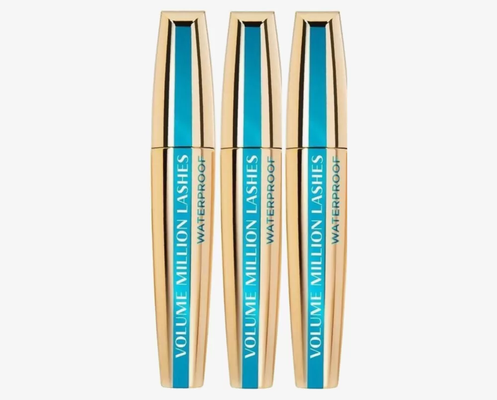 L'Oréal Paris Volume Million Lashes Mascara Waterproof, Zwart, Voordeelverpakking - 3 Stuks, Ultra-flexibele Borstel voor 3x Meer Volume