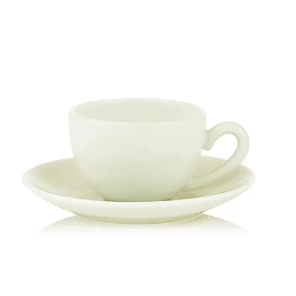 Lucie Kaas Milk Tasse mit Untertasse in Vanilla – Handgefertigtes Opalglas, mikrowellen- & spülmaschinenfest, pastellfarben, modern & festlich