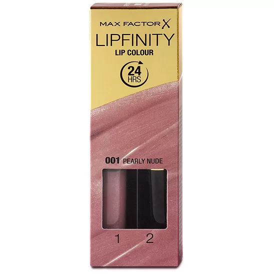 Max Factor Lipfinity 24H Lippenstift 001 Pearly Nude - Ultra langanhaltend, glänzende Finish, 12 Stunden Farbschutz, feuchtigkeitsspendend