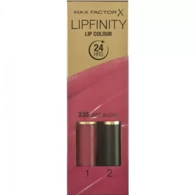 Max Factor Lipfinity 24H Lippenstift 335 Just in Love – Langdurige, hydratante Lippenfarbe mit neuer applicator für strahlenden Glanz