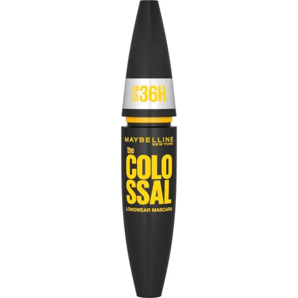 Maybelline Colossal Waterproof Mascara 36H - Zwart, Volume, Smudgeproof, Lange Draagduur, Iconische Mega Borstel, Makkelijk te Verwijderen