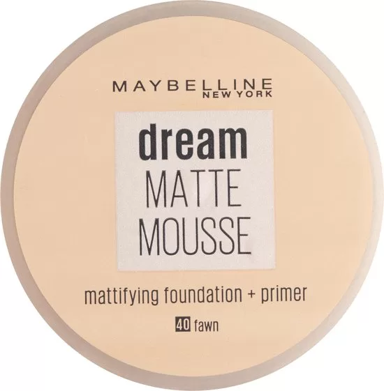 Maybelline Dream Matte Mousse Foundation 040 Fawn - Luchtige, Niet-Comedogene Foundation voor Normale tot Vette Huid, 100% Fluweel-Matte Dekking