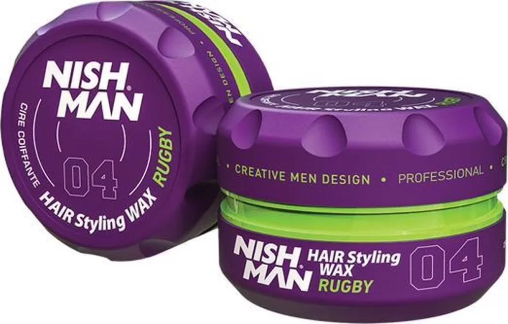 Nish Man Haarwax 04 Rugby - Flexibele Hold, Glans & Verzorging, Residuvrij, Ideaal voor Elke Haarstijl - 100ml