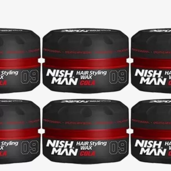 Nishman 09 Haar Styling Wax Cola - Set von 6 Stück für starken Halt & glänzenden Look - Perfekt für alle Haartypen!