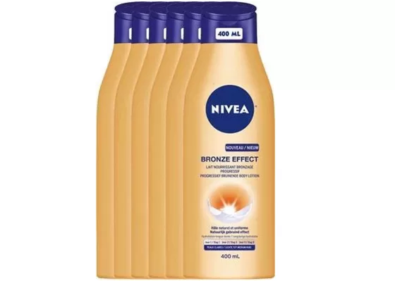 NIVEA Bronze Effect Bodylotion 6x400ml - Hydraterende Zelfbruiner met Ginkgo Biloba & Druivenpitolie voor Egaal Bruine Teint