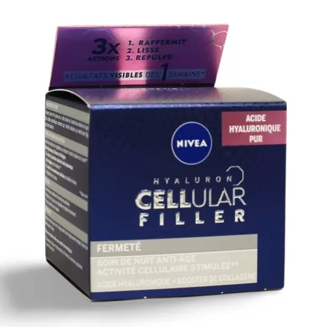 NIVEA CELLULAR ANTI-AGE 45+ Nachtcreme mit Hyaluron & Collagen Booster – Füllt Rimpel, verbessert Hautstevigheid, intensive Hydratation