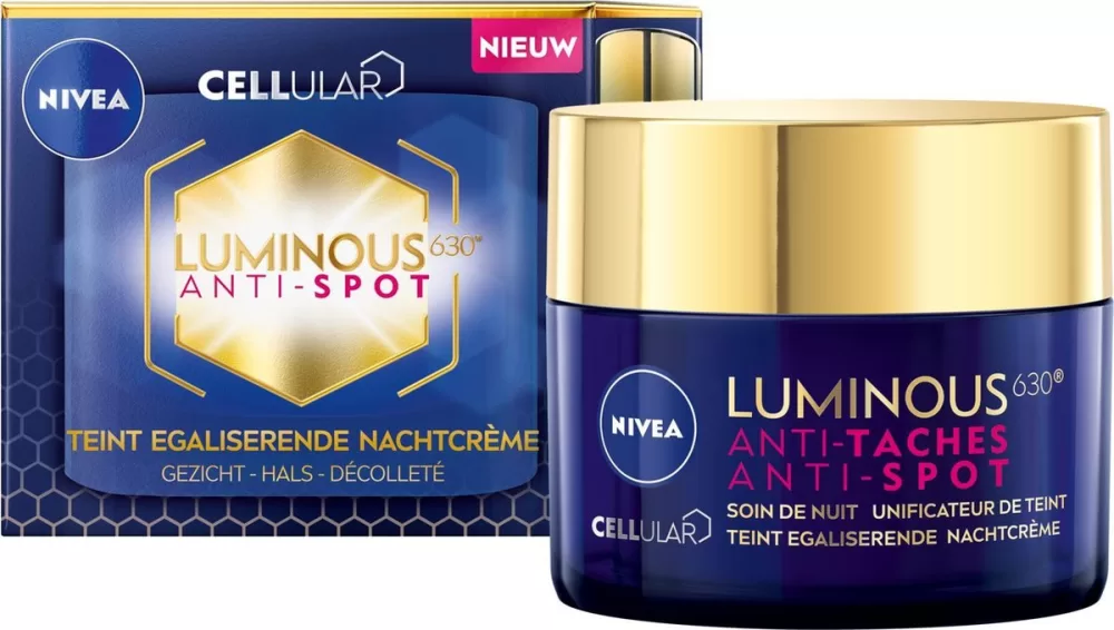 NIVEA Cellular LUMINOUS630 ANTI-SPOT Nachtcrème - Egaliserend, 50 ml - Verlicht pigmentvlekken, revitaliseert huid, zichtbaar resultaat na 4 weken.