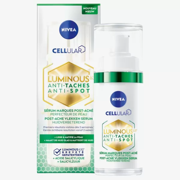 NIVEA Cellular LUMINOUS630 Anti-Spot Serum Gezicht – Vermindert Acne Vlekken, Hydrateert, Met Salicylzuur & Hyaluronzuur – 30ml