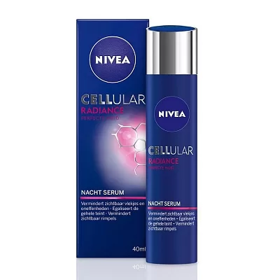 Nivea Cellular Radiance Nacht Serum 40ml - Vermindert Rimpels, Egaliseert Teint, Hydrateert en Verstevigt Huid – Voor een Gezonde Gloed