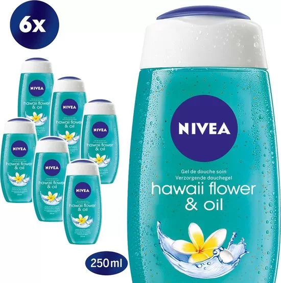 Nivea Douchegel Hawaii Flower & Oil 250 ml - Verfrissend, Hydrateert, Zijdezacht Schuim, Met Verzorgende Olie Parels