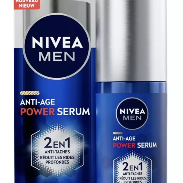 Nivea Men Anti-Age Power Serum 2-in-1 mit Hyaluron & Luminous630, 30 ml (3 Stk) – Verhindert Altersflecken, strafft & verjüngt die Haut