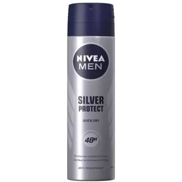 Nivea Men Silver Protect Quick Dry Spray – 6 x 150 ml, 48h Deodorant, Antibacterieel, Zonder Ethylalcohol, Huidverzorging, Voordeelverpakking