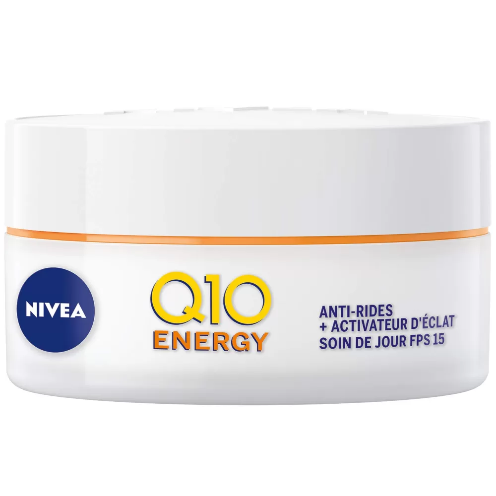 NIVEA Q10 Plus Soin de Jour Anti-Rides FPS15 - Réduit Pores, Éclaircit & Raffermit - 50ml, Extrait d'Algues Naturel pour Peaux Mixtes