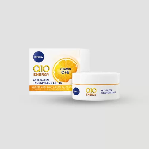 NIVEA Q10plusC Anti-Rimpel Dagcrème met SPF 15 - 50ml - Versterkt Huid, Vermindert Rimpels, Antioxidanten & Energie Boost