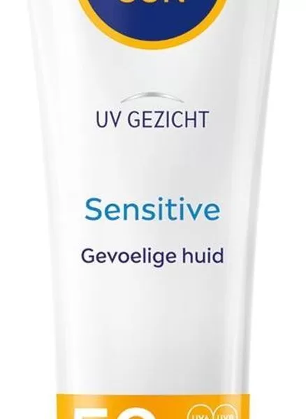 NIVEA SUN Gezichts zonnebrandcrème SPF 50 voor gevoelige huid - ongeparfumeerd, 50 ml - dagelijkse bescherming tegen UV-schade & irritaties