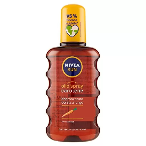 NIVEA Sun Oil Spray mit Carotene 200 ml – Intensiv bräunendes Spray mit UVA/UVB-Schutz, Vitamin E für seidige Haut, dermatologisch getestet.